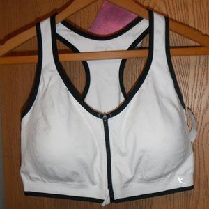 Danskin Now Zip front seamless sports bra, white